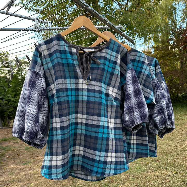 Pouf sleeve blouse, "Plaidfest No. 1"